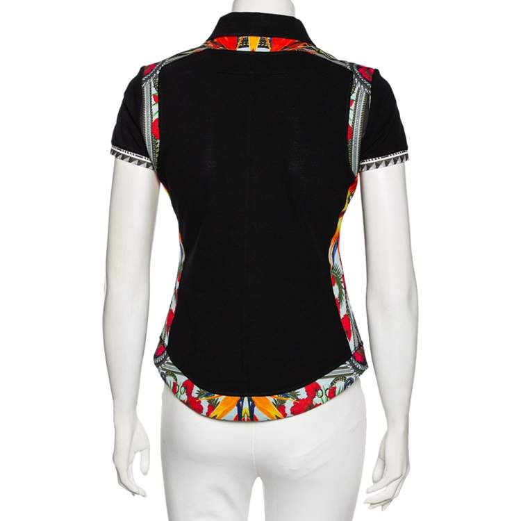 Pre Owned Givenchy Black Rottweiler Printed Cotton Pique Contrast Trimmed Polo T-Shirt M