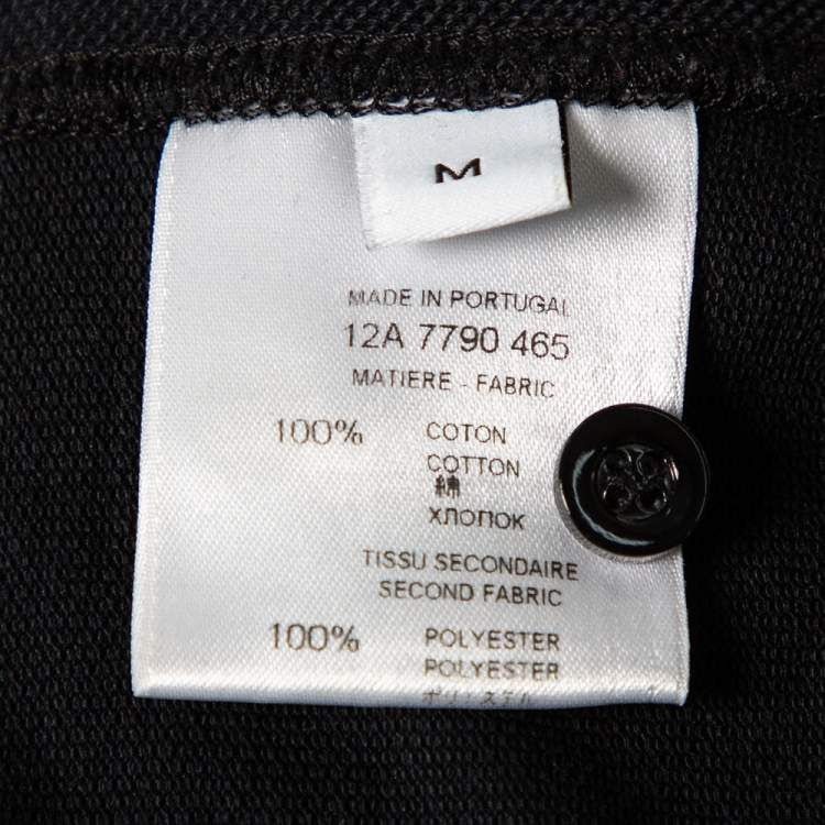 Pre Owned Givenchy Black Rottweiler Printed Cotton Pique Contrast Trimmed Polo T-Shirt M