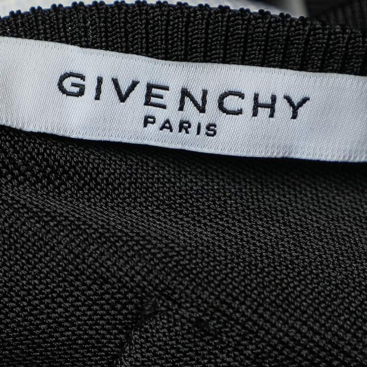 Pre Owned Givenchy Monochrome Knit Stud Detailed Sleeveless Pleated Dress M 
