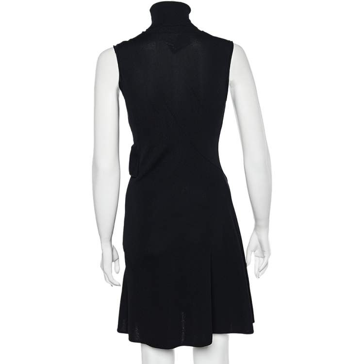 مملوكة مسبقًا Givenchy Black Knit Ruffle Detail Sleeveless Turtleneck Dress XS