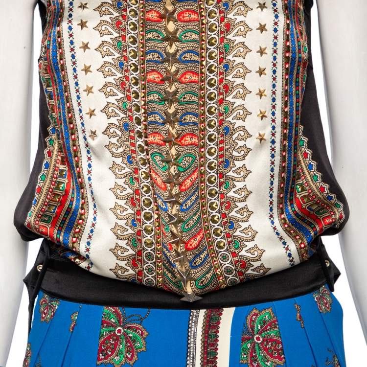 Pre Owned Givenchy Multicolored Printed Silk & Jersey Embellished Detailed Jumpsuit S
