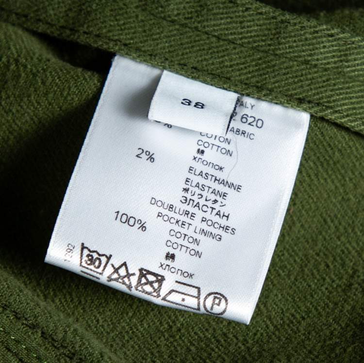 Pre Owned Givenchy Olive Green Cotton Detachable Collar Single Breasted Jacket M