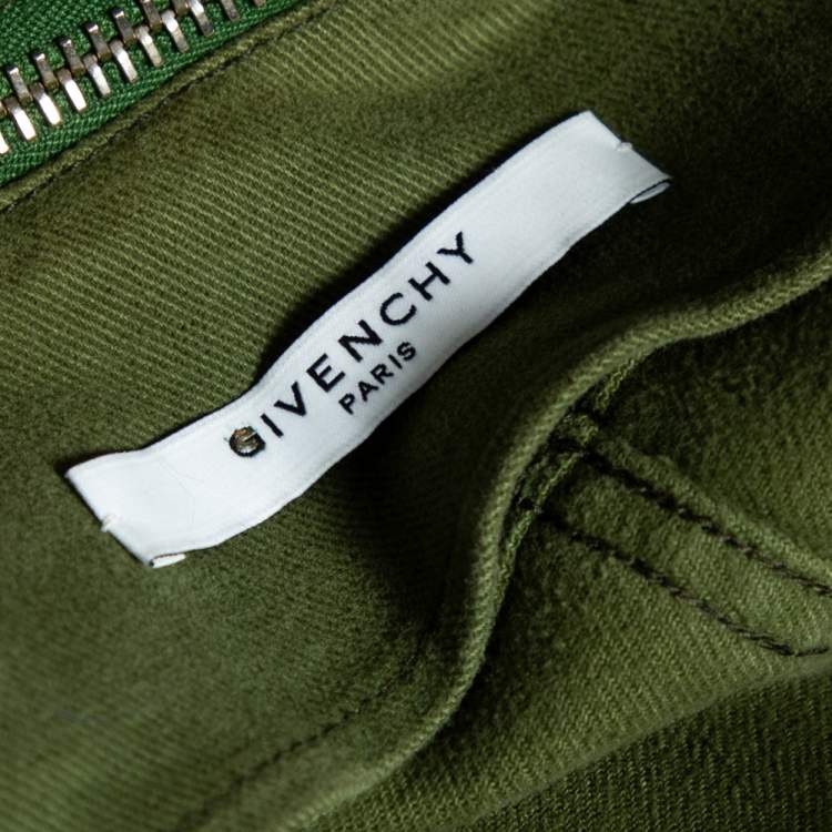 Pre Owned Givenchy Olive Green Cotton Detachable Collar Single Breasted Jacket M