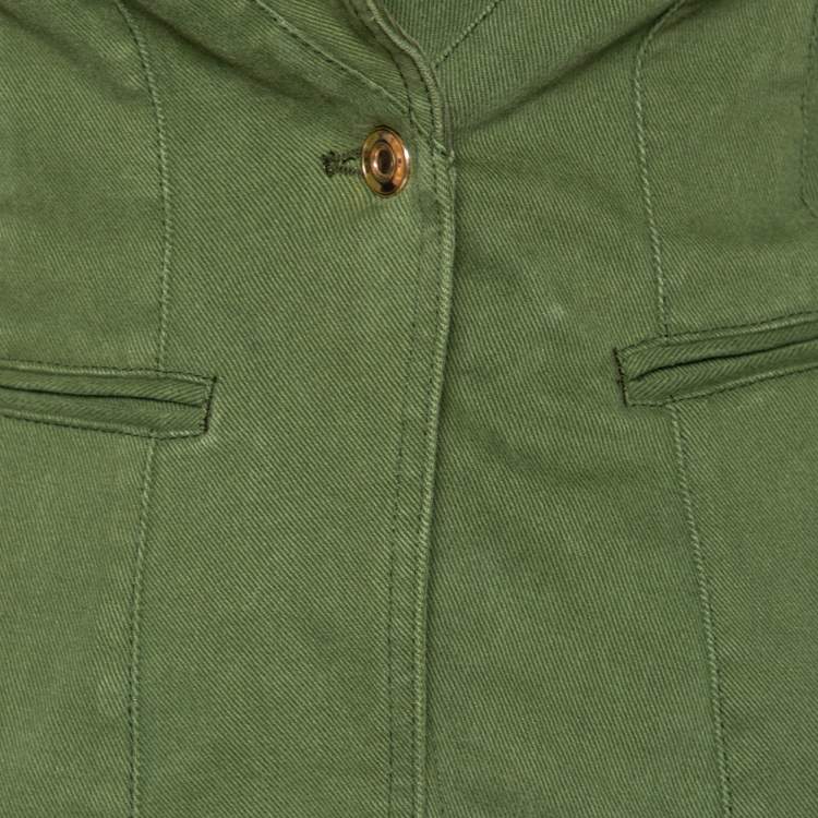 Pre Owned Givenchy Olive Green Cotton Detachable Collar Single Breasted Jacket M
