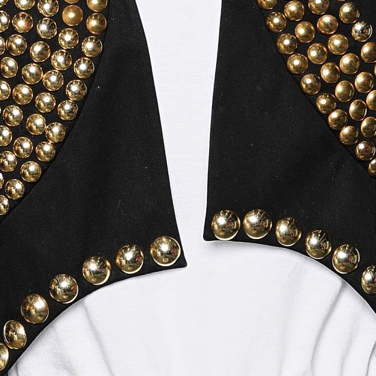 Pre Owned Givenchy Black Cotton Studded Sleeveless Cropped Shrug S