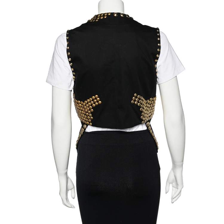 Pre Owned Givenchy Black Cotton Studded Sleeveless Cropped Shrug S
