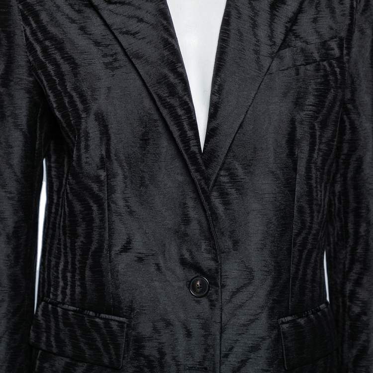 Pre Owned Givenchy Black Moire Jacquard Single Breasted Blazer L
