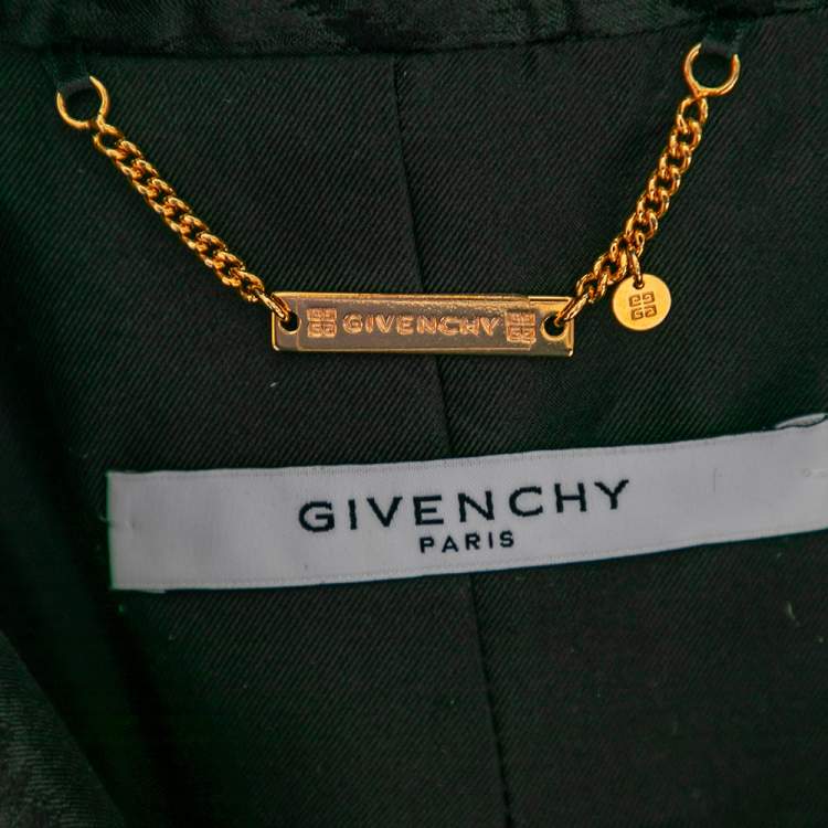Pre Owned Givenchy Black Moire Jacquard Single Breasted Blazer L