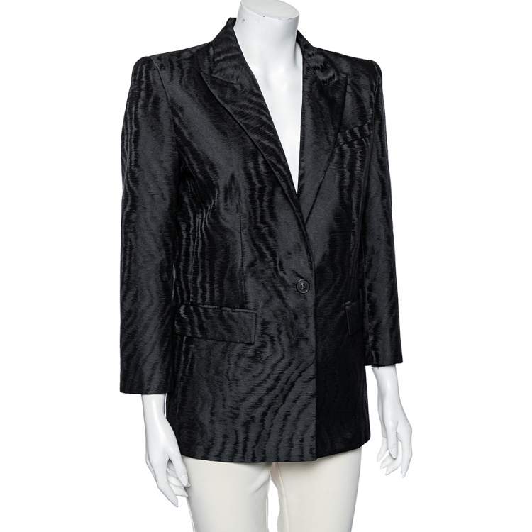 Pre Owned Givenchy Black Moire Jacquard Single Breasted Blazer L