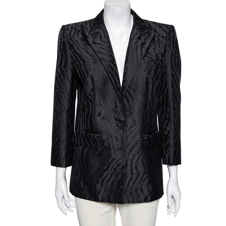 Pre Owned Givenchy Black Moire Jacquard Single Breasted Blazer L