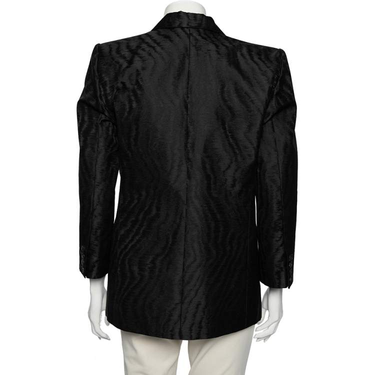 Pre Owned Givenchy Black Moire Jacquard Single Breasted Blazer L