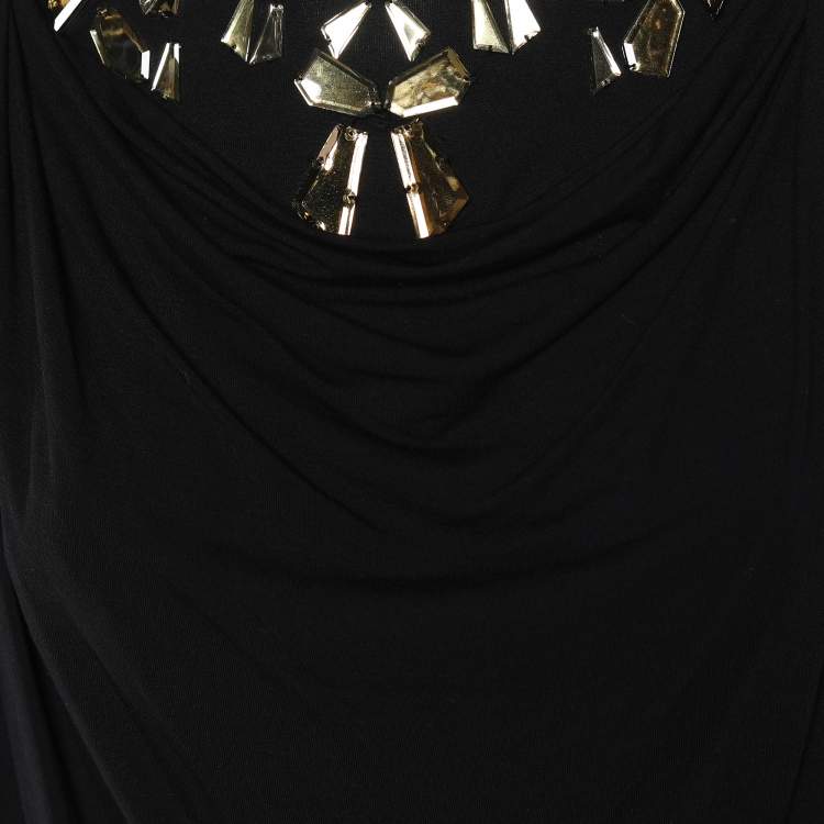 Pre Owned Givenchy Black Jersey Knit Crystal Embellished Blouse S