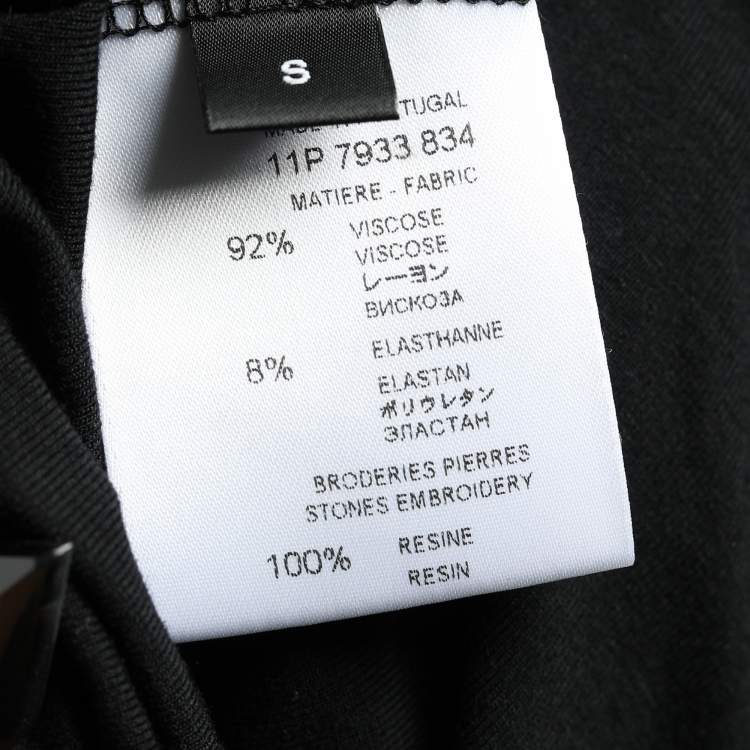 Pre Owned Givenchy Black Jersey Knit Crystal Embellished Blouse S