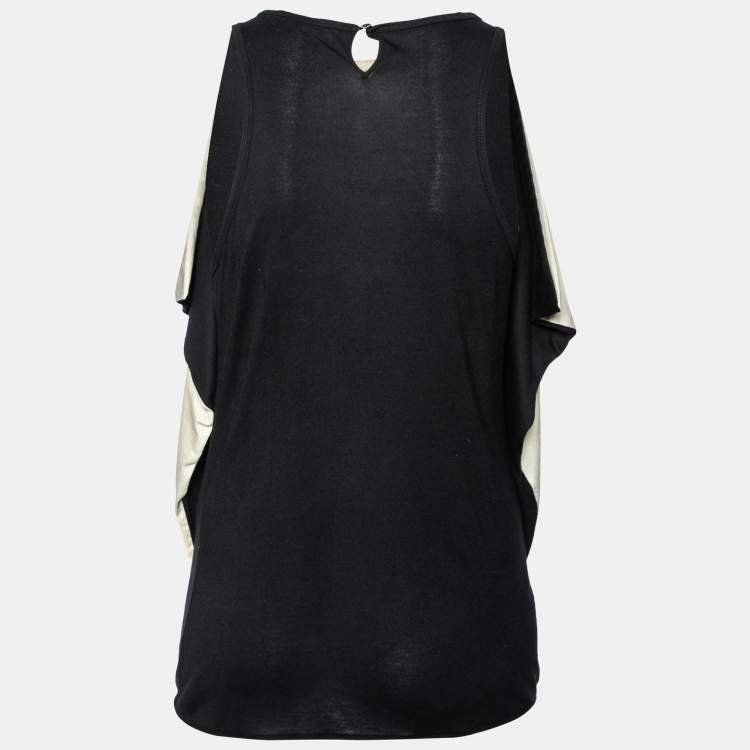 Pre Owned Givenchy Black Printed Overlay Jersey Racerback Top M