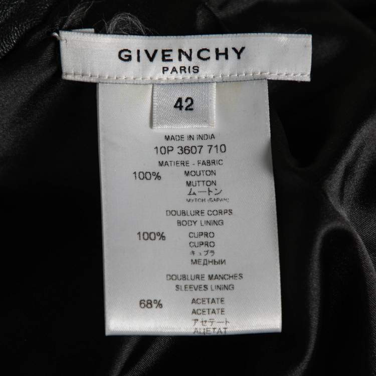 Pre Owned Givenchy Black Crystal Embellished Leather Zip Front Jacket L