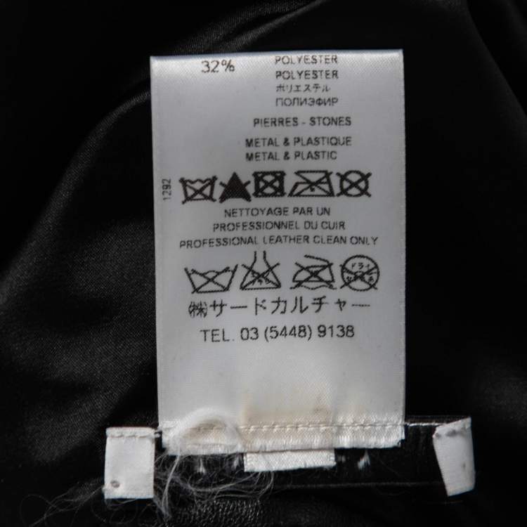 Pre Owned Givenchy Black Crystal Embellished Leather Zip Front Jacket L