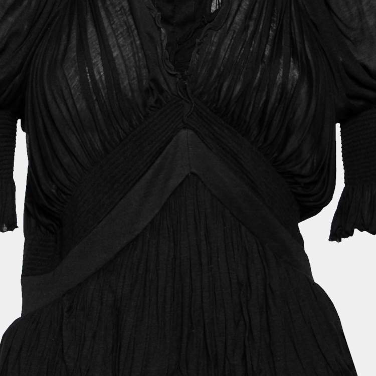 Pre Owned Givenchy Black Stretch Knit Ruched Draped Top M