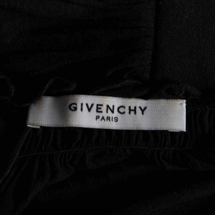 Pre Owned Givenchy Black Stretch Knit Ruched Draped Top M