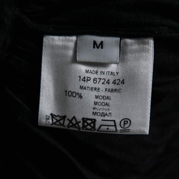 Pre Owned Givenchy Black Stretch Knit Ruched Draped Top M