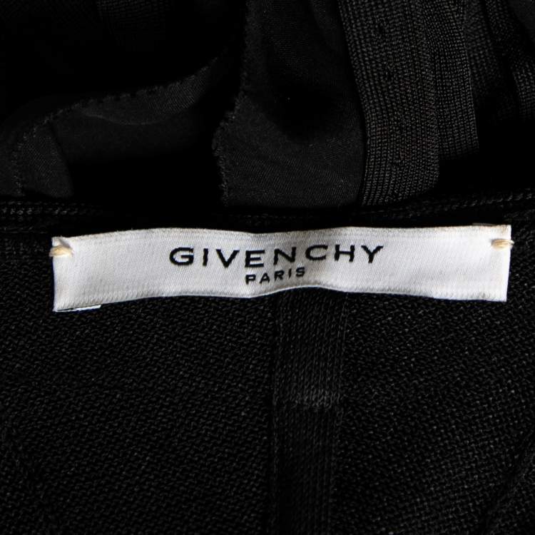 Pre Owned Givenchy Black Patterned Knit Ruffle Trimmed Dress M