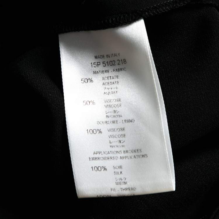 Pre Owned Givenchy Black Crepe & Printed Satin Inset Detailed Pants M