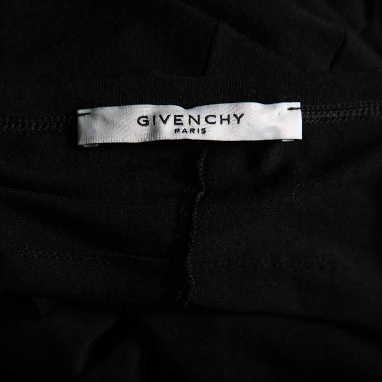 Pre Owned Givenchy Black Knit Side Pleated and Ruffle Detail Top M