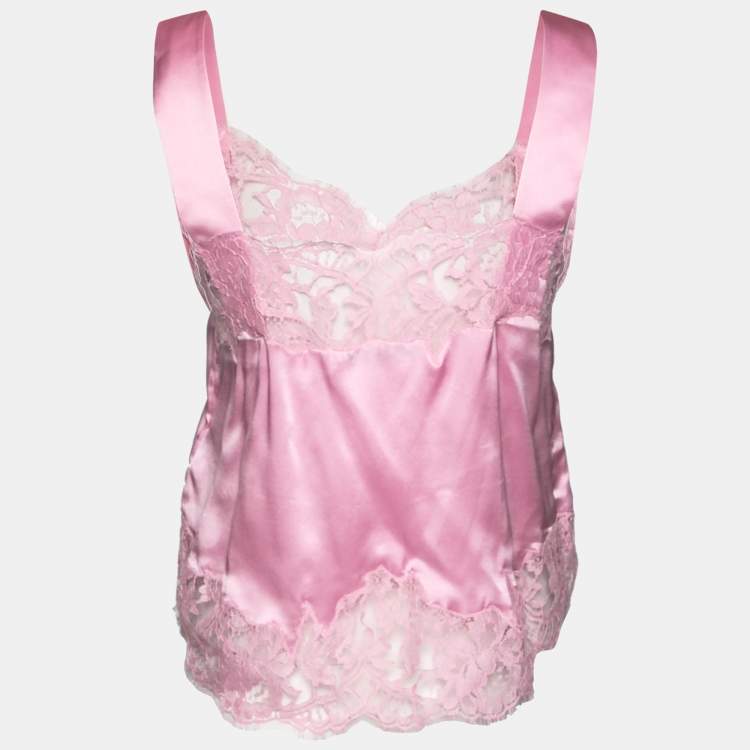 Givenchy Pink Satin Slip Cami Lace Trimmed Top M Givenchy | TLC