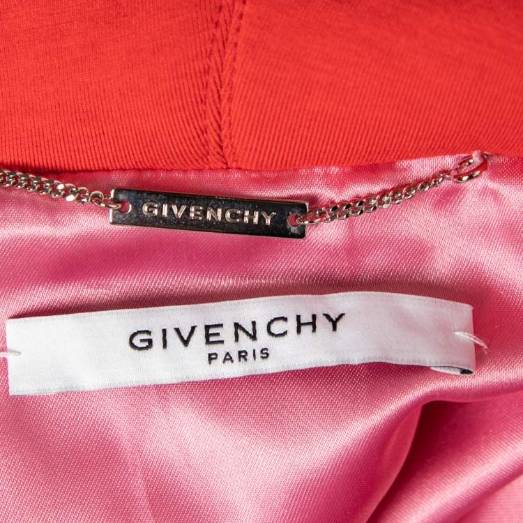 Pre Owned Givenchy Pink Neoprene & Leather Zip Front Hoodie M