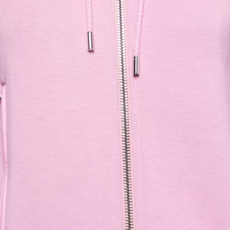 Pre Owned Givenchy Pink Neoprene & Leather Zip Front Hoodie M