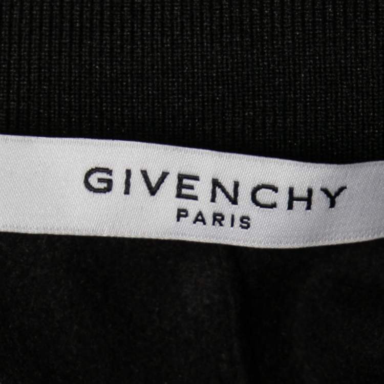 Pre Owned Givenchy Black Jersey Logo Tape Trimmed Zip Front Jacket M