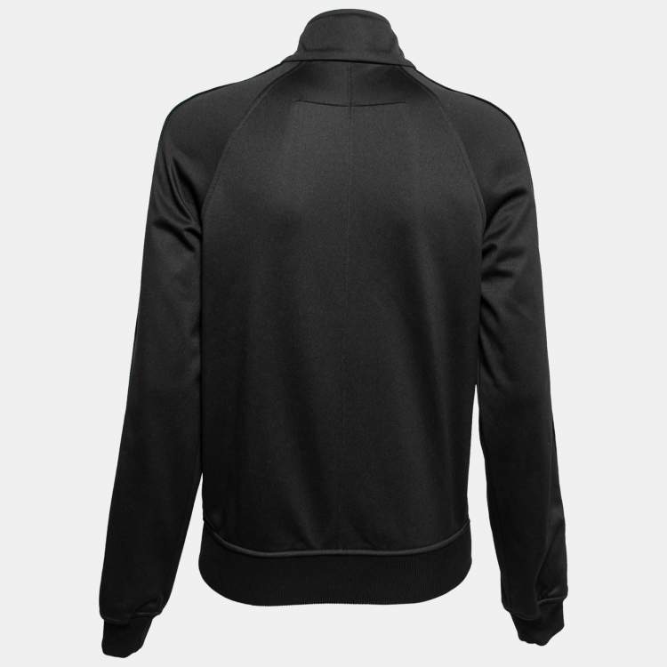 Pre Owned Givenchy Black Jersey Logo Tape Trimmed Zip Front Jacket M