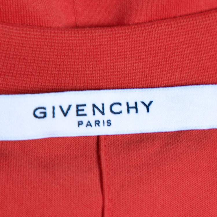 Pre Owned Givenchy Red Cotton Star Appliqued Short Sleeve T-Shirt S