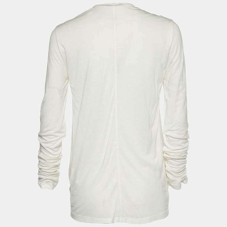 Pre Owned Givenchy Off-White Knit Lace Inlay Cowl Neck Lace Blouse L