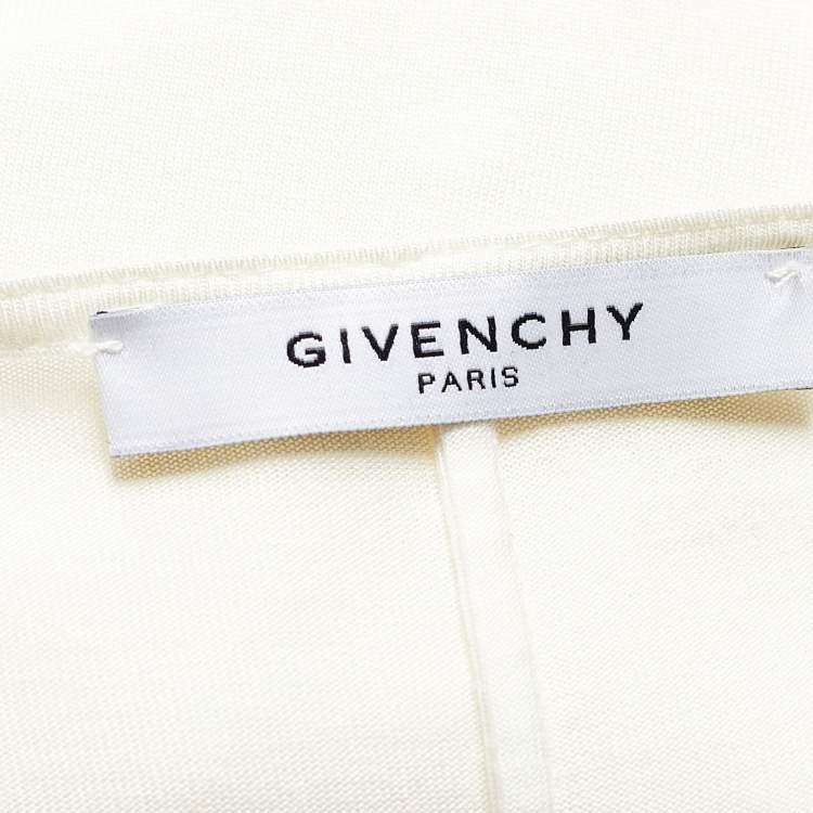 Pre Owned Givenchy Off-White Knit Lace Inlay Cowl Neck Lace Blouse L