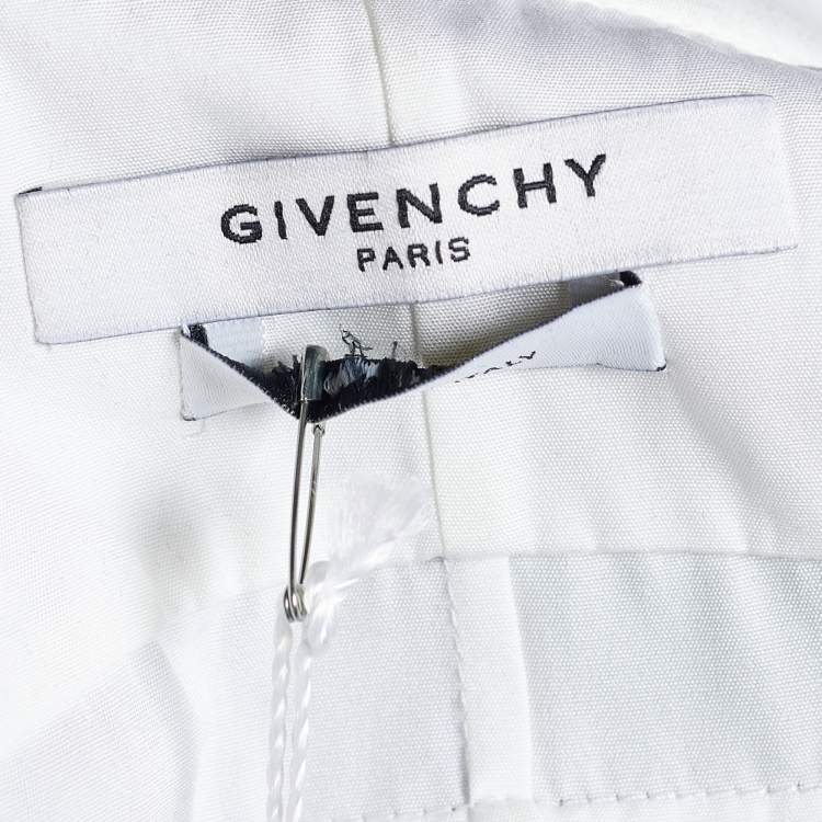 Pre Owned Givenchy White Cotton Organza Ruffle Trim Detailed Sleeveless Shirt M