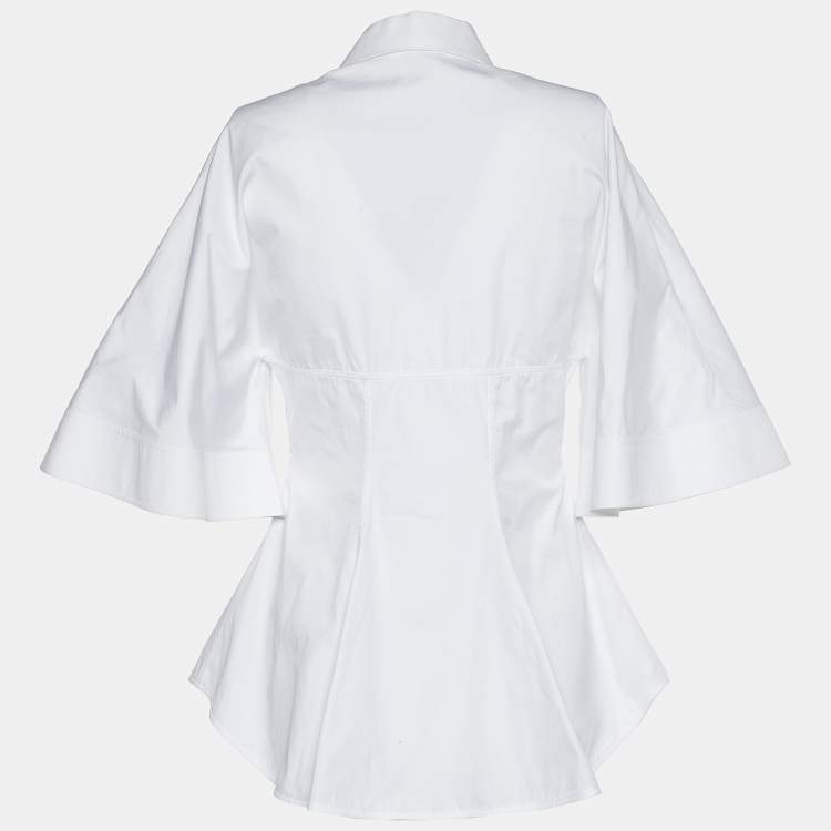 Pre Owned Givenchy White Cotton Button Front Fitted Waist Shirt M