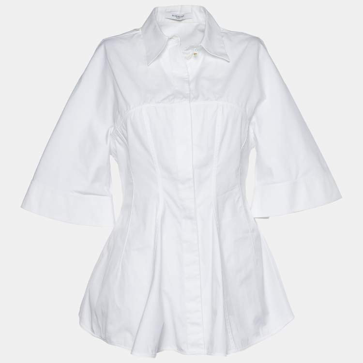 Pre Owned Givenchy White Cotton Button Front Fitted Waist Shirt M
