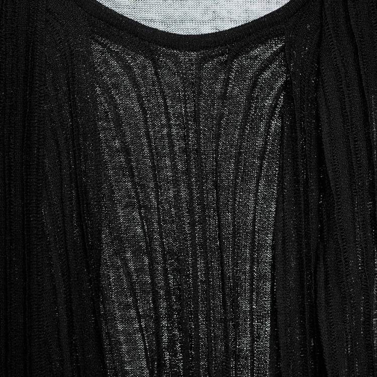 Pre Owned Givenchy Black Linen Knit Plisse Top M