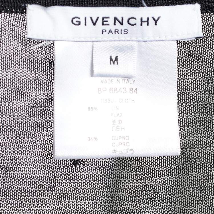 Pre Owned Givenchy Black Linen Knit Plisse Top M