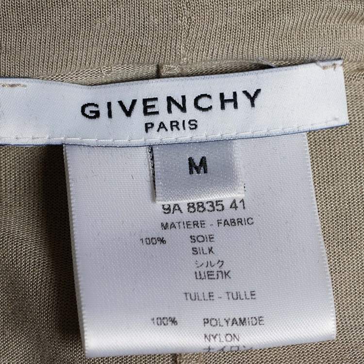 Pre Owned Givenchy Beige Silk Knit Ruffle Detail Top M