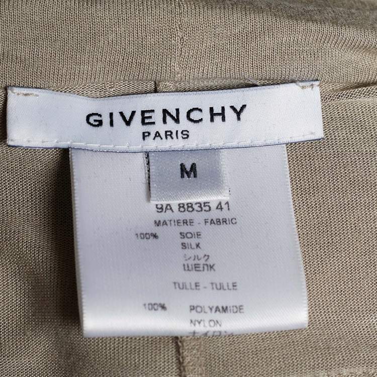 Pre Owned Givenchy Beige Silk Knit Ruffle Detail Top M