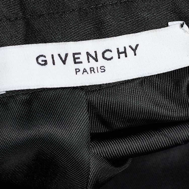 Pre Owned Givenchy Black Wool Blend Eel Leather Trim Tail Coat Blazer M
