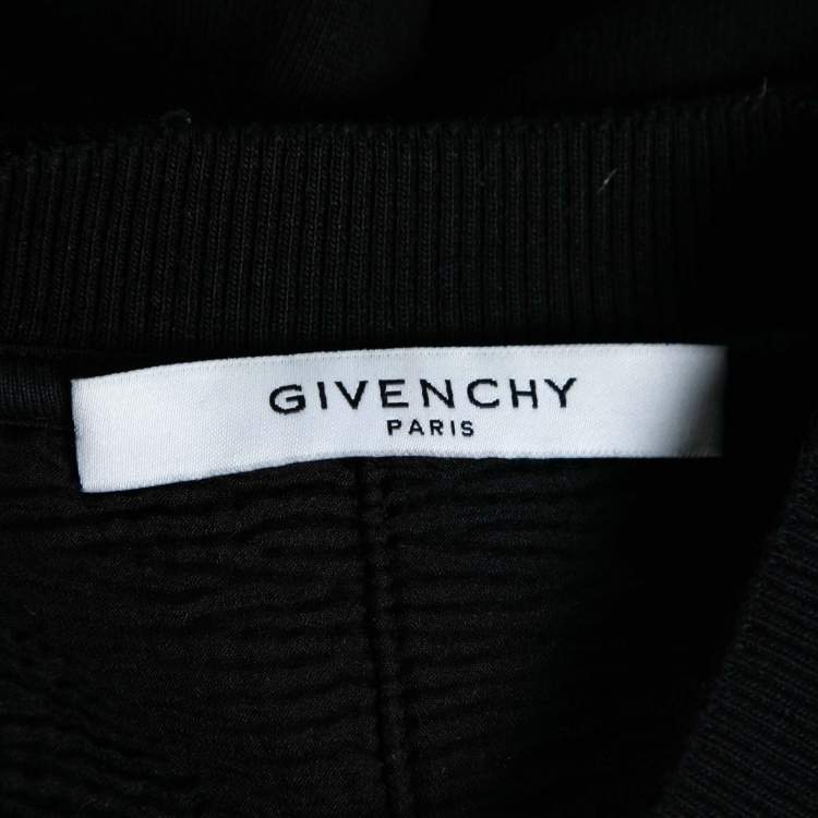 Pre Owned Givenchy Black Distressed Cotton Logo Printed Sweatshirt XS