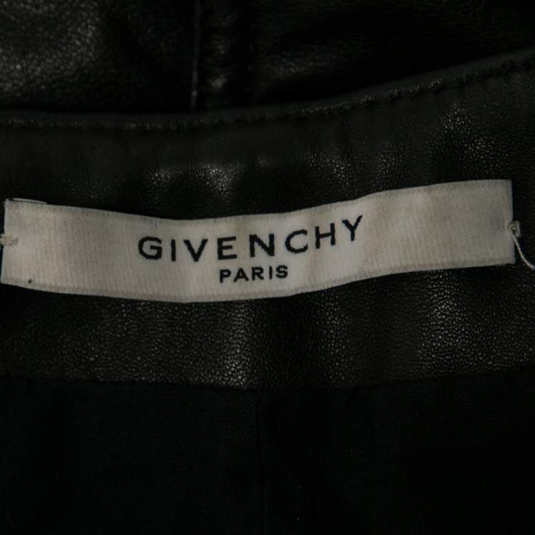 Pre Owned Givenchy Black Denim & Leather Zip Detail Button Front Jacket M