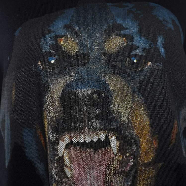 Pre Owned Givenchy Black Cotton Knit Rottweiler Sweatshirt M