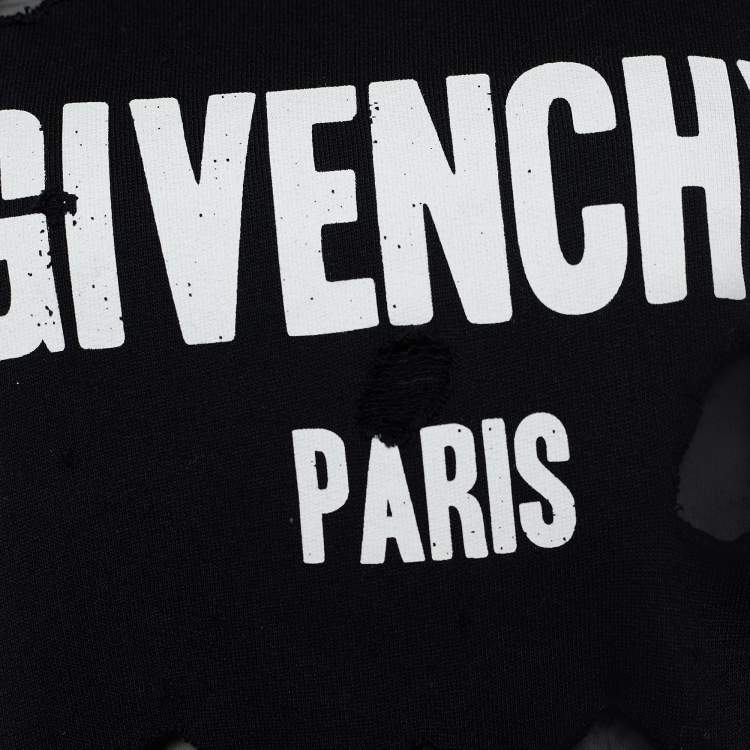 Pre Owned Givenchy Black Cotton Knit Distressed Sweatshirt XS