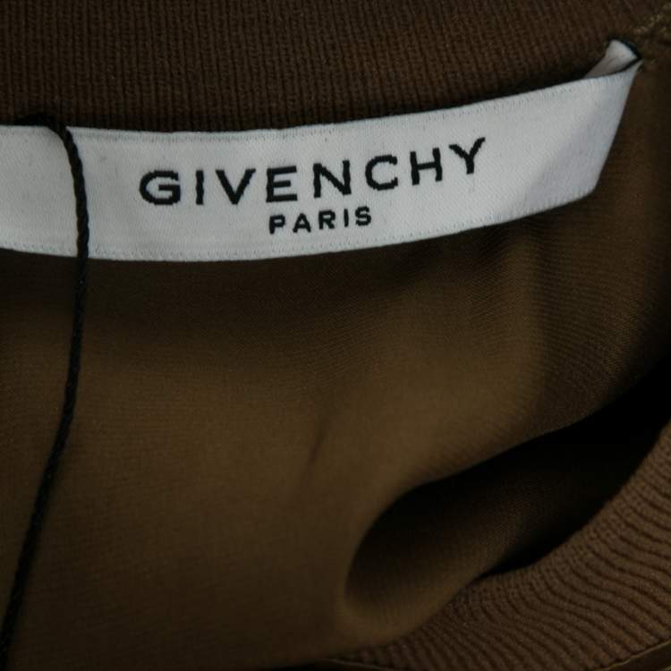Pre Owned Givenchy Brown Satin Silk Crewneck Oversized Tunic M
