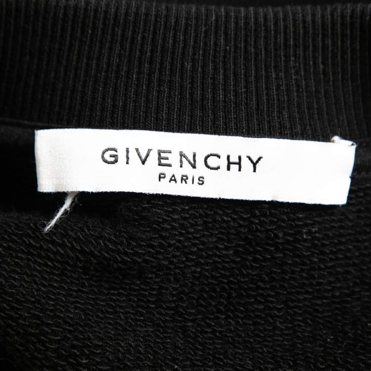 Pre Owned Givenchy Black Cotton Logo Printed Cropped Crewneck Sweatshirt M