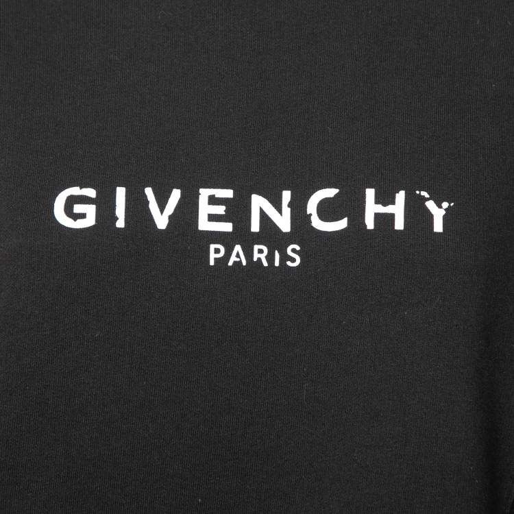 Pre Owned Givenchy Black Cotton Logo Printed Cropped Crewneck Sweatshirt M