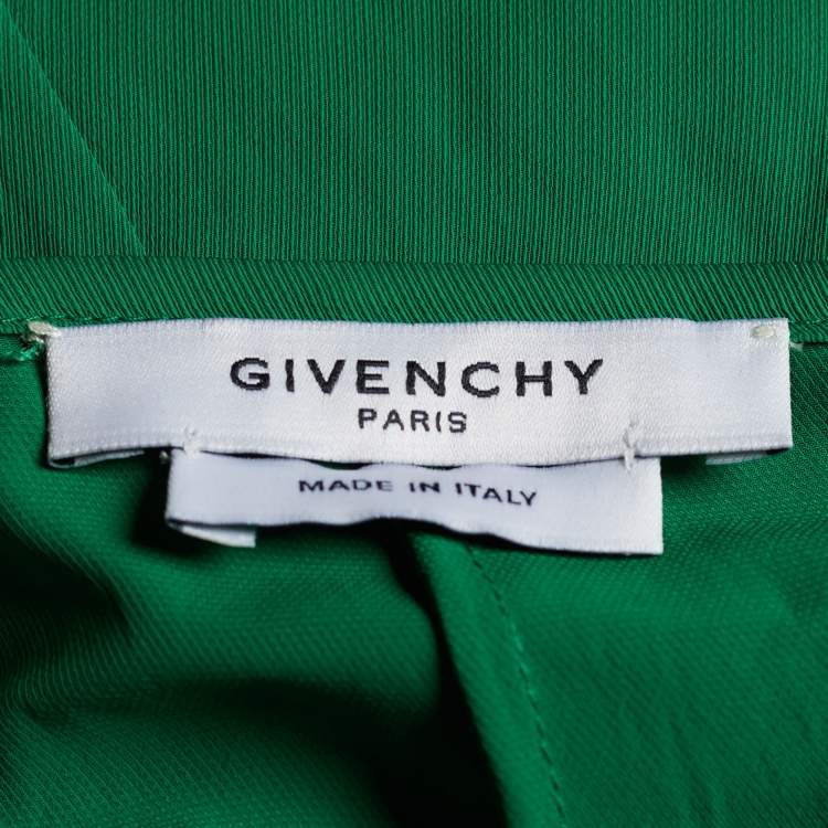 Pre Owned Givenchy Green Synthetic Draped Long Sleeve Blouse M